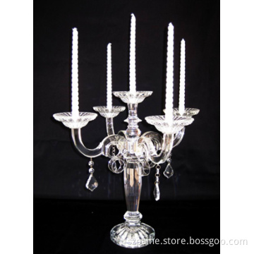 Transparent Glass Candle Stick with 5 Heads